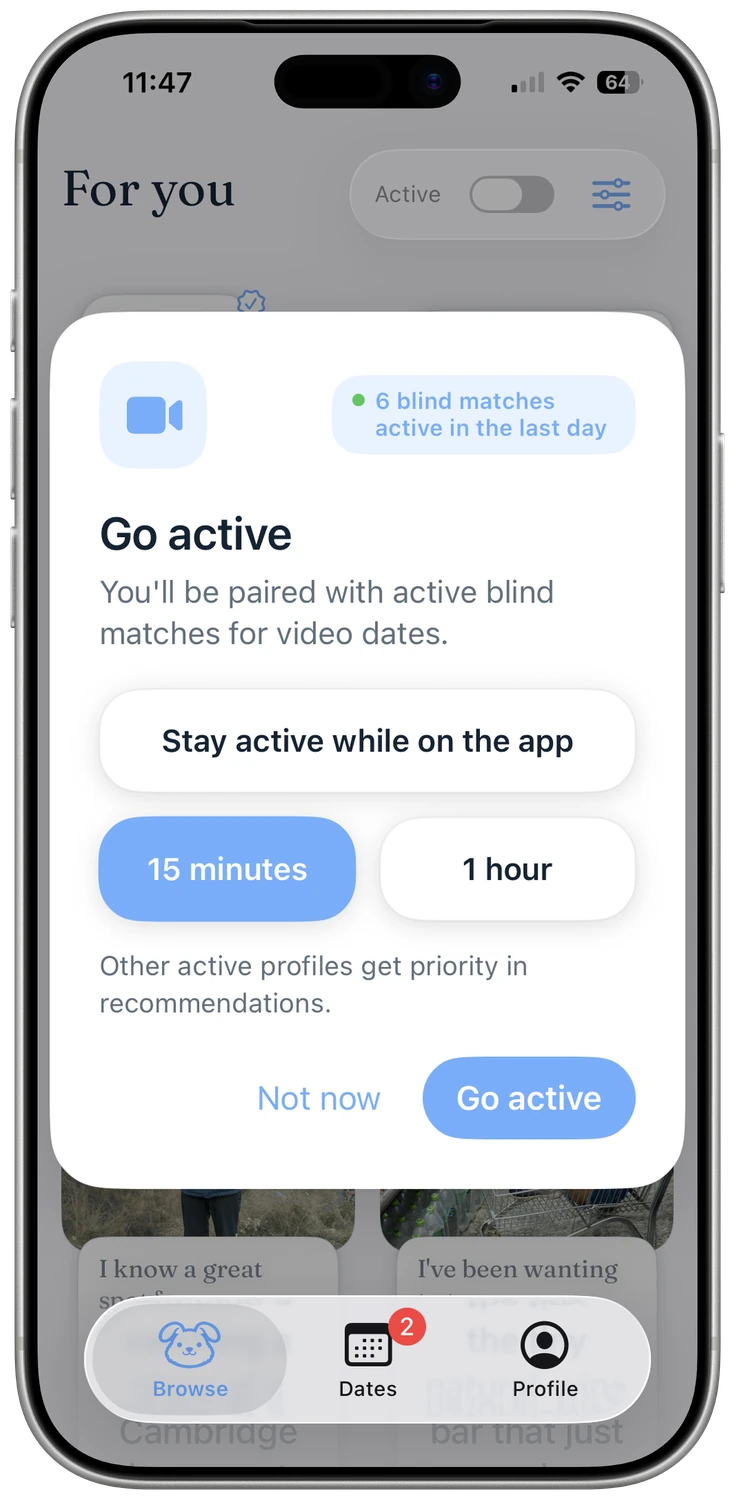 Active opt in screen