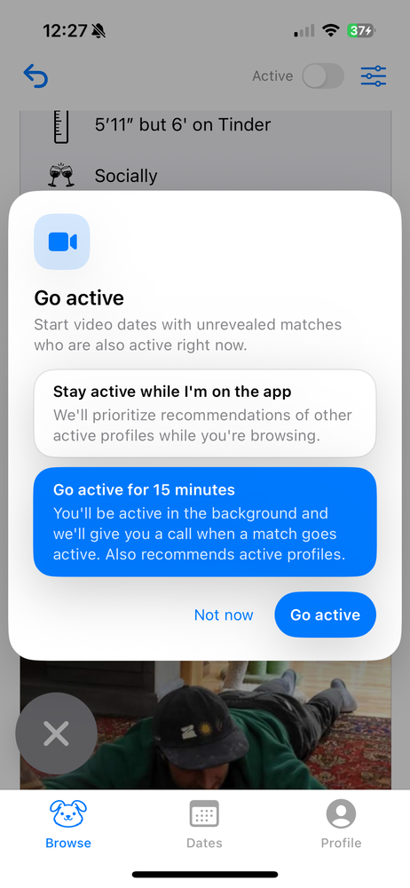 Active opt in screen
