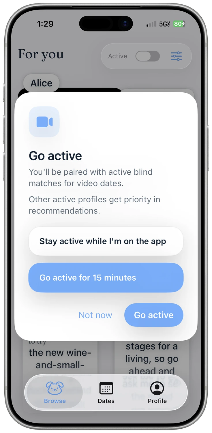 Active opt in screen