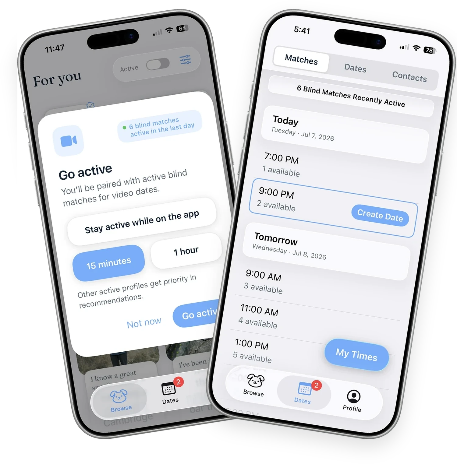 Go active and schedule a call screens